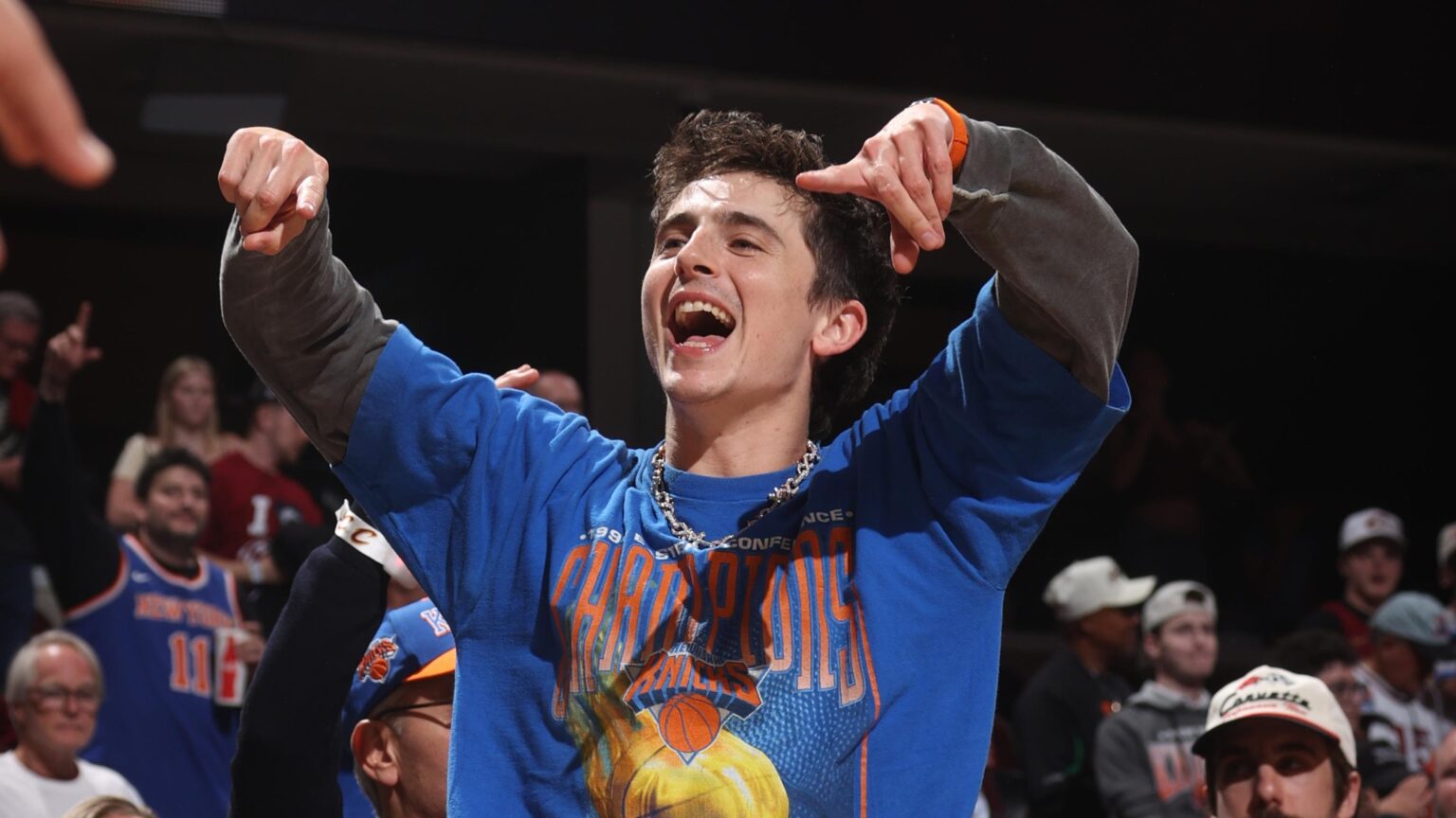 Donald Trump, Timothee Chalamet, Spike Lee Among Celebrities in Photos at Knicks vs. Spurs Game 3 Donald Trump, Timothee Chalamet, Spike Lee Among Celebrities in Photos at Knicks vs. Spurs Game 3