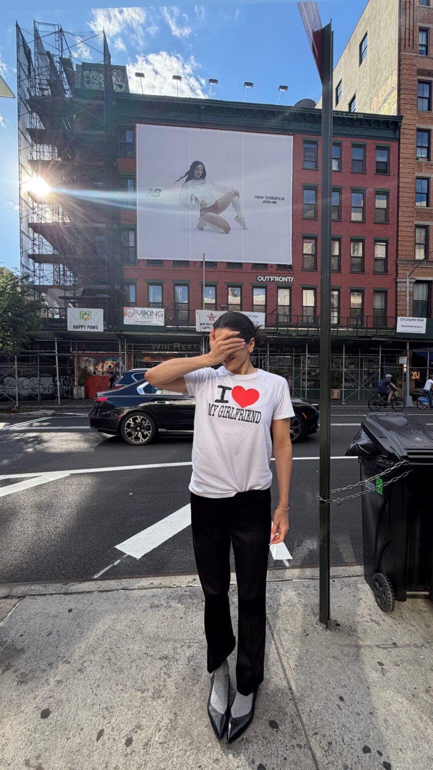 Rosalia wearing a "I love my girlfriend" shirt