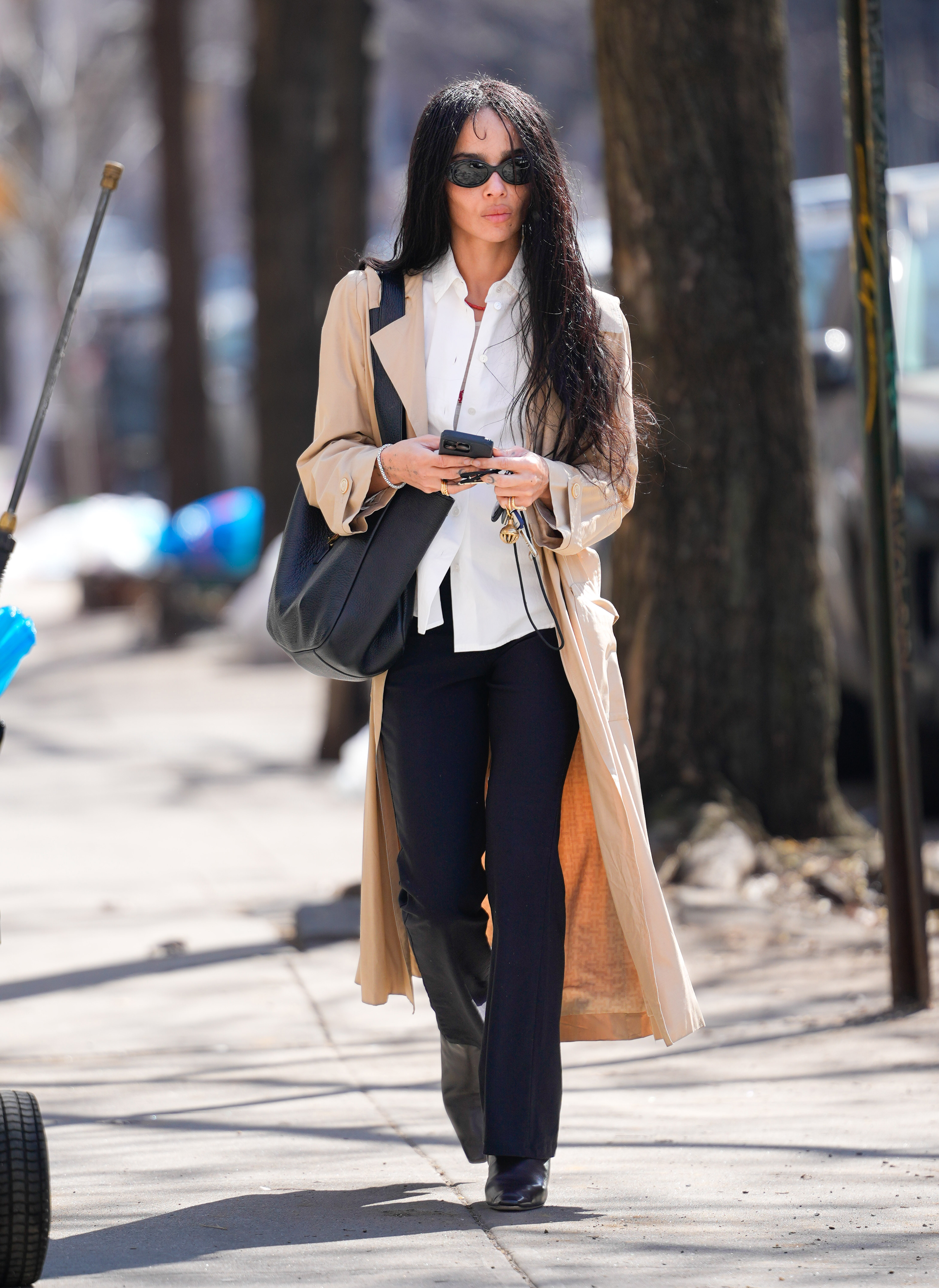 NEW YORK, NY - MARCH 11: Zoe Kravitz is seen on March 11, 2026 in New York City.