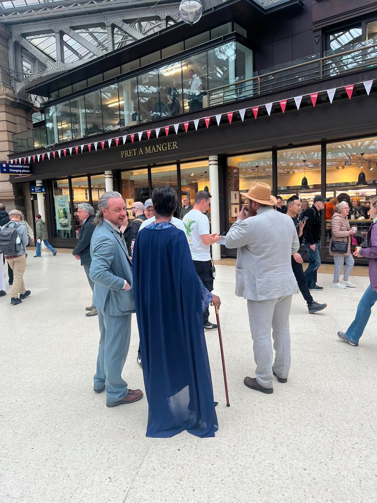 James McAvoy was spotted filming in Glasgow Central this morning