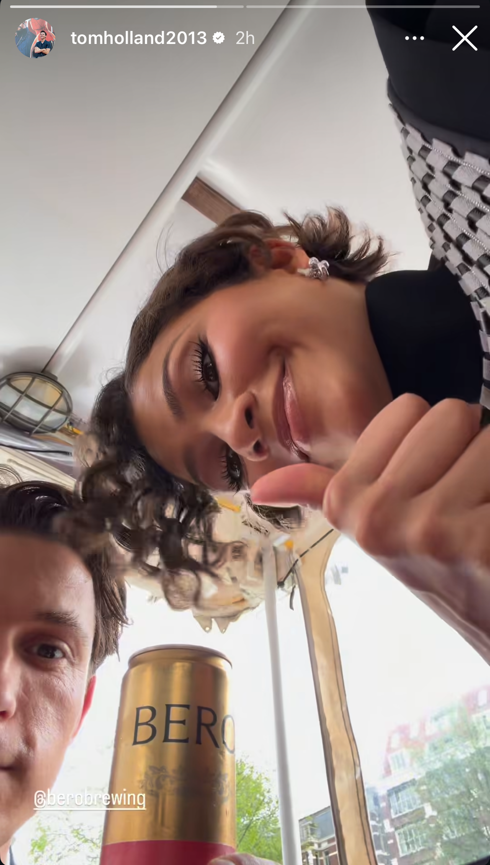 Zendaya in Tom Holland's Instagram Story. Zendaya in Tom Holland's Instagram Story.