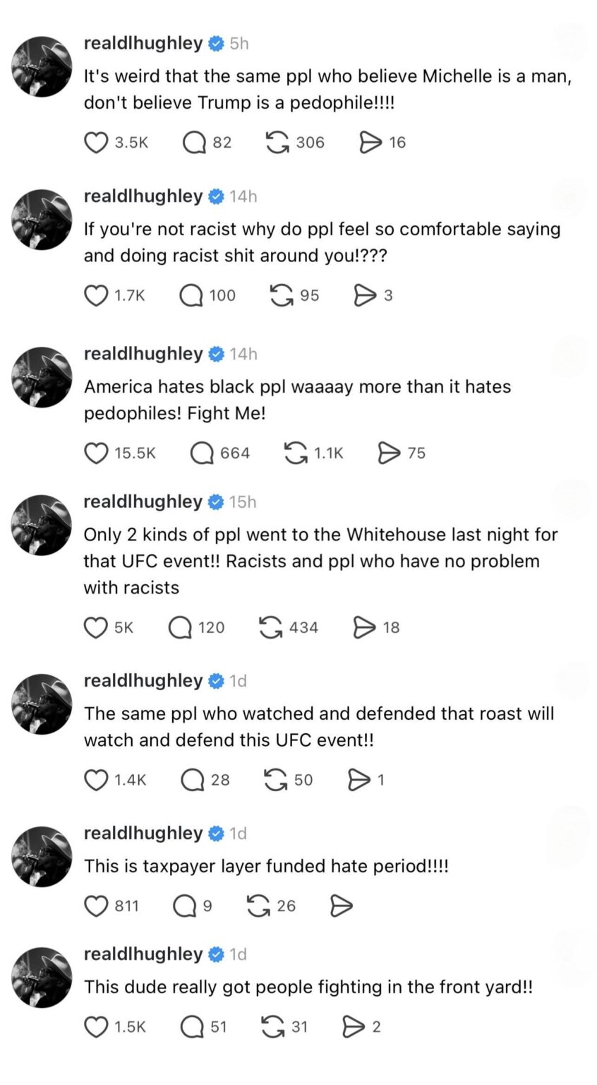 Actor and comedian D. L. Hughley: “America hates black ppl waaaay more than it hates pedophiles! It's weird that the same ppl who believe Michelle is a man, don't believe Trump is a pedophile!!!!”