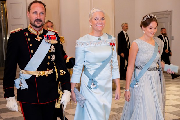 Princess Ingrid Alexandra with her parents Crown Prince Haakon and Crown Princess Mette-Marit attend the 18th birthday celebrations for Denmark's Prince Christian in 2023.