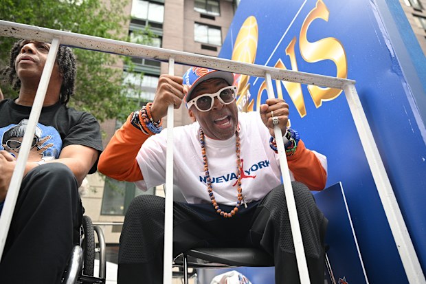Spike Lee is seen at the New York Knicks ticker-tape parade