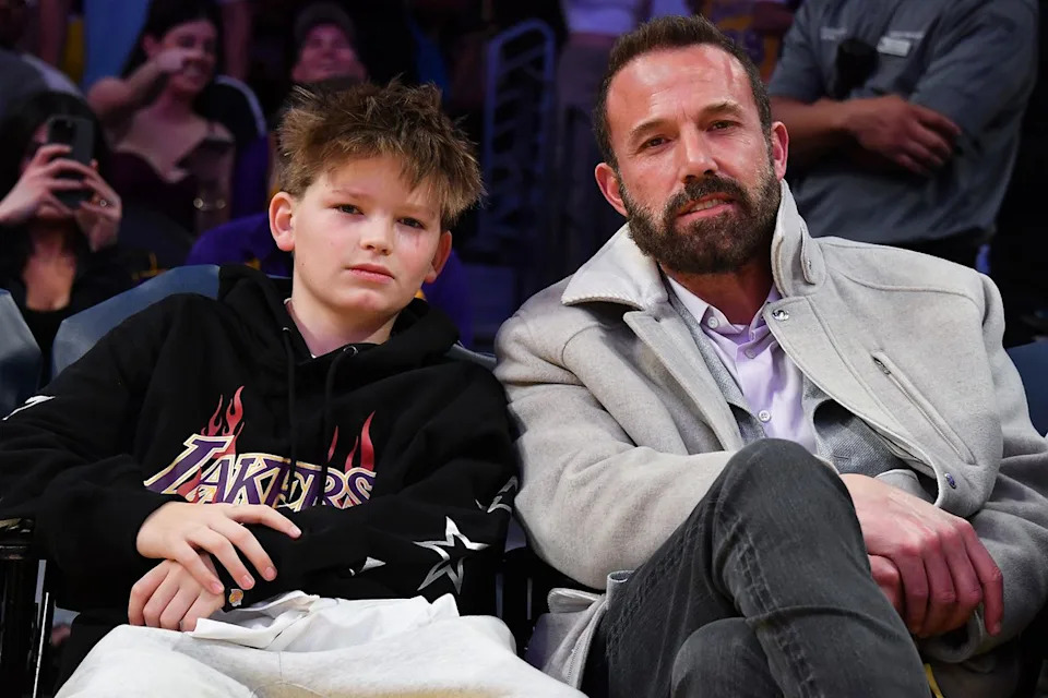 Ben Affleck (R) and Samuel Garner Affleck attend a basketball game between the Los Angeles Lakers and the Minnesota Timberwolves at Crypto.com Arena on February 27, 2025 in Los Angeles, California.Credit: Allen Berezovsky/Getty