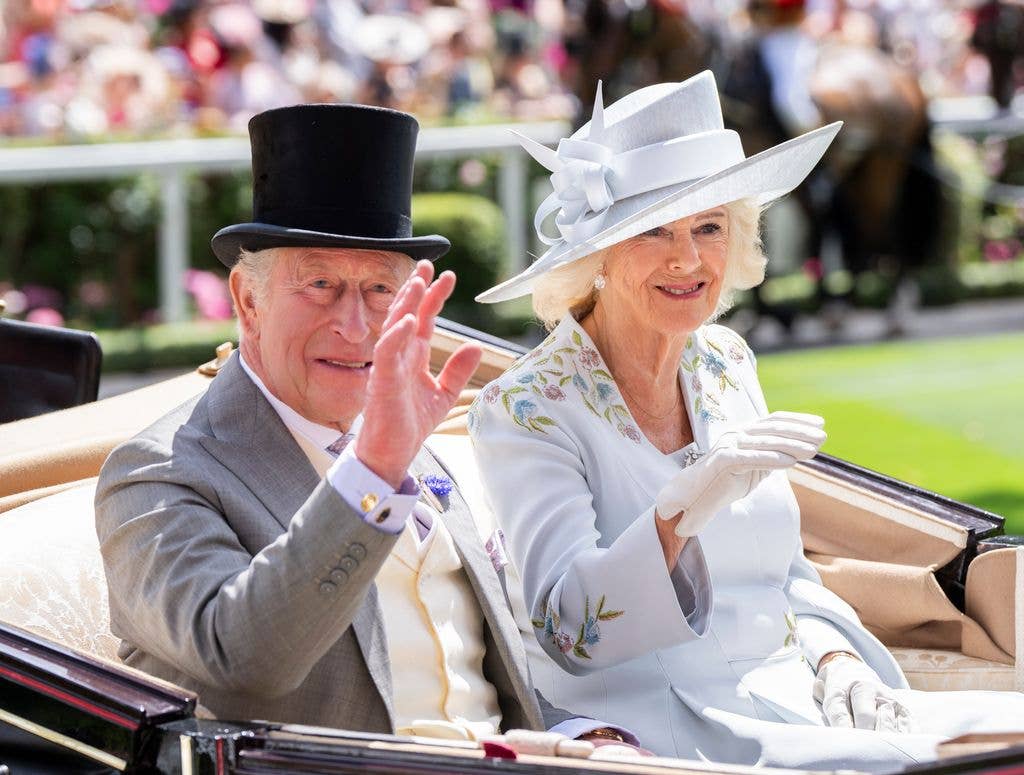 Queen Camilla and King Charles III on day one of Royal Ascot 2026 