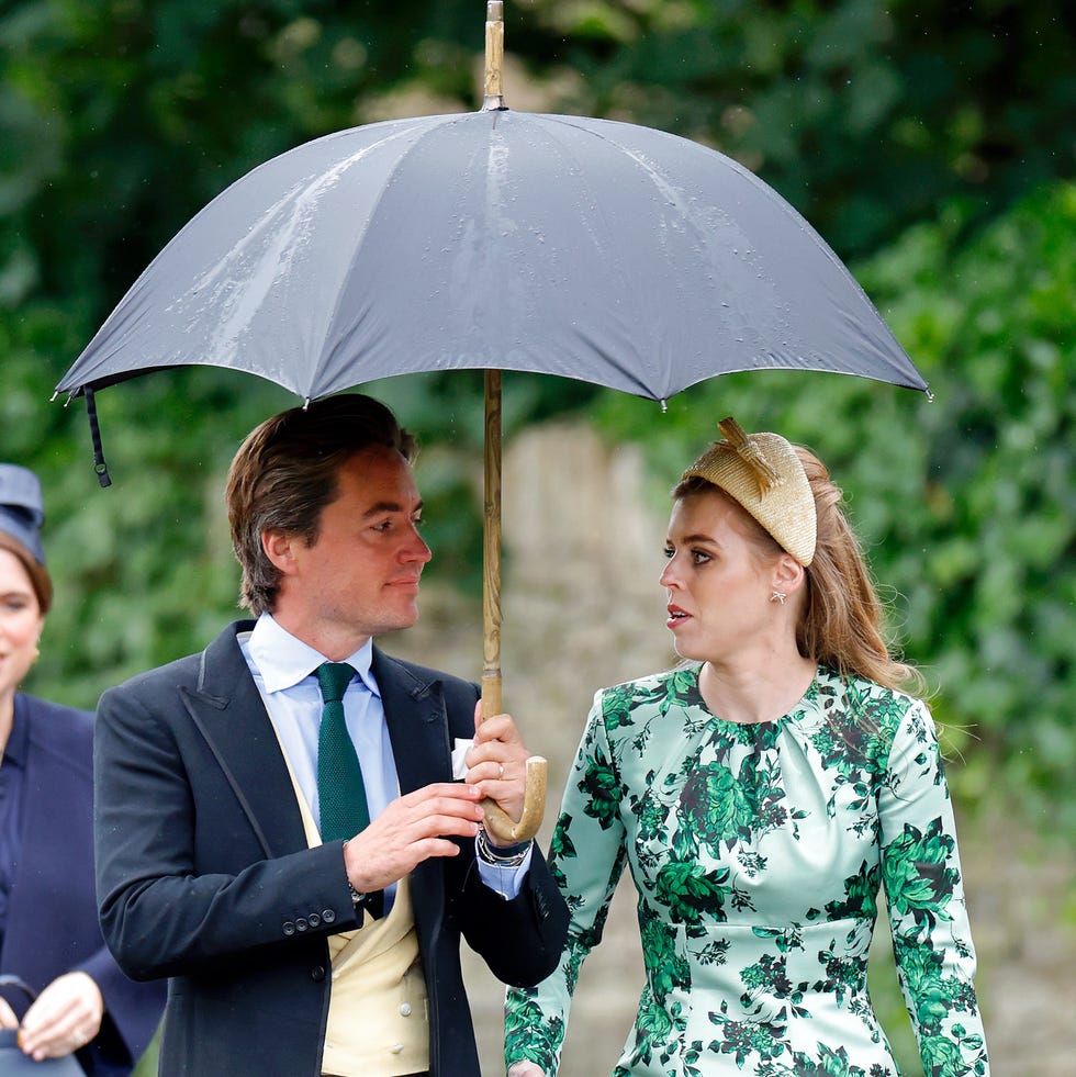 kemble, england june 06: (embargoed for publication in uk newspapers until 24 hours after create date and time) edoardo mapelli mozzi and princess beatrice attend the wedding of peter phillips and harriet sperling at all saints church on june 6, 2026 in kemble, england. peter phillips, son of princess anne, princess royal and eldest grandchild of queen elizabeth ii, will marry nhs nurse and writer harriet sperling during a ceremony at all saints church in kemble today. (photo by max mumby/indigo/getty images)