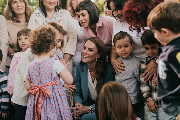 The Princess of Wales meets children during a trip to Reggio Emilia in Italy.