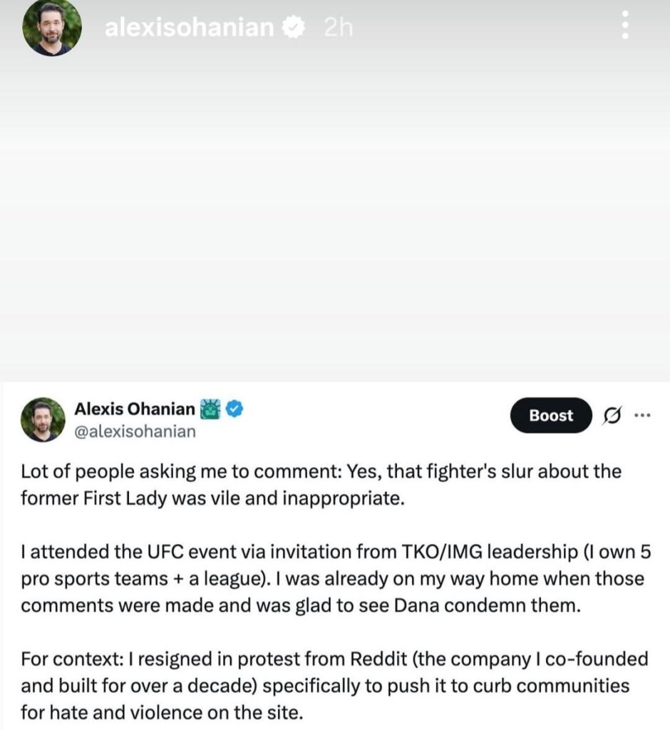 Alexis Ohanian explains why he was at the White House UFC event on the President's birthday.