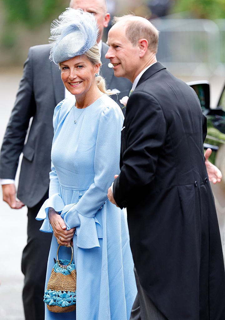 kemble, england june 06: (embargoed for publication in uk newspapers until 24 hours after create date and time) sophie, duchess of edinburgh and prince edward, duke of edinburgh attend the wedding of peter phillips and harriet sperling at all saints church on june 6, 2026 in kemble, england. peter phillips, son of princess anne, princess royal and eldest grandchild of queen elizabeth ii, will marry nhs nurse and writer harriet sperling during a ceremony at all saints church in kemble today. (photo by max mumby/indigo/getty images)