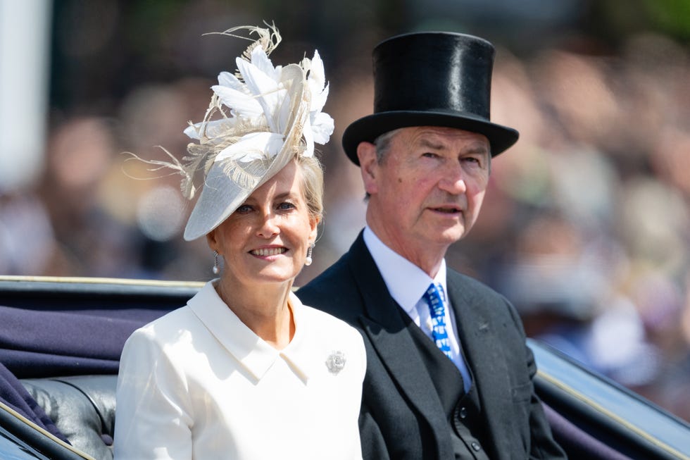 london, england june 13: sophie, duchess of edinburgh and vice admiral sir timothy laurence during trooping the colour 2026 on june 13, 2026 in london, england. (photo by samir hussein/wireimage)
