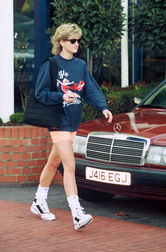 Princess Diana wears orange shorts