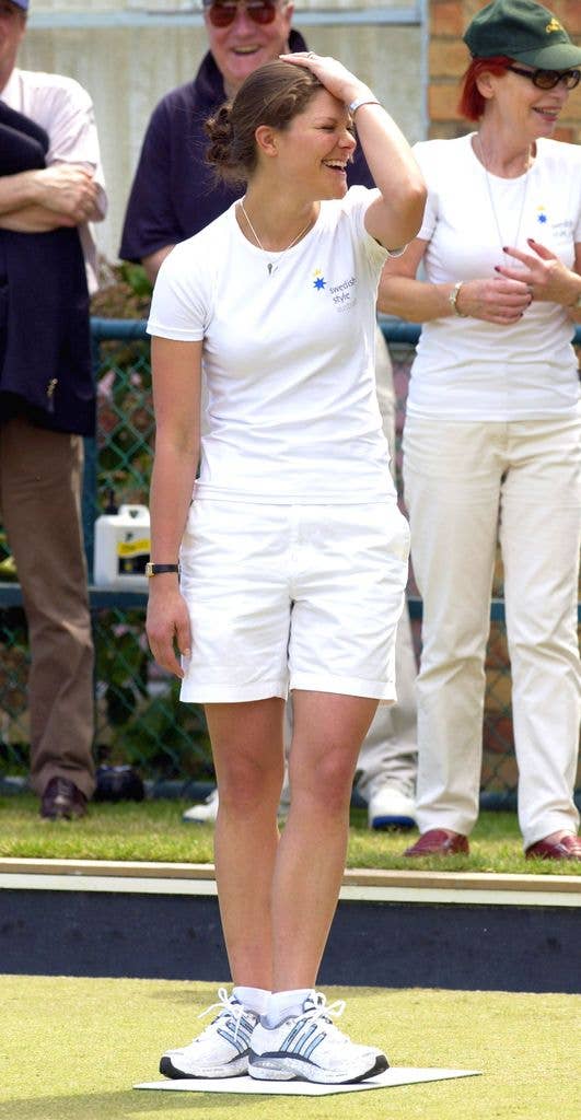 Princess Victoria wearing white bowling shorts