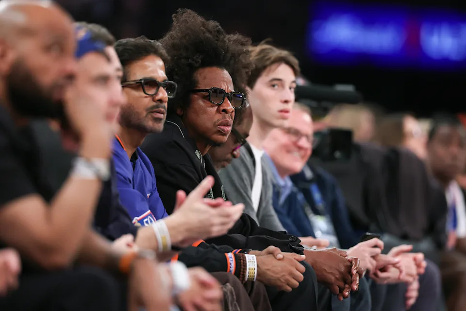 NEW YORK, NEW YORK - JUNE 08: Jay-Z looks on during the second quarter of a game between the San Antonio Spurs and the New York Knicks in Game Three of the 2026 NBA Finals at Madison Square Garden on June 08, 2026 in New York City. NOTE TO USER: User expressly acknowledges and agrees that, by downloading and or using this photograph, User is consenting to the terms and conditions of the Getty Images License Agreement. (Photo by Al Bello/Getty Images)