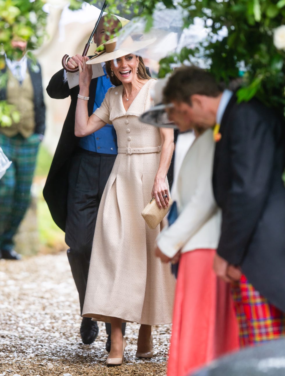 kemble, england june 06: catherine, princess of wales and prince william, prince of wales leave the royal wedding of peter phillips and harriet sperling at all saints church on june 06, 2026 in kemble, england. (photo by samir hussein/wireimage)