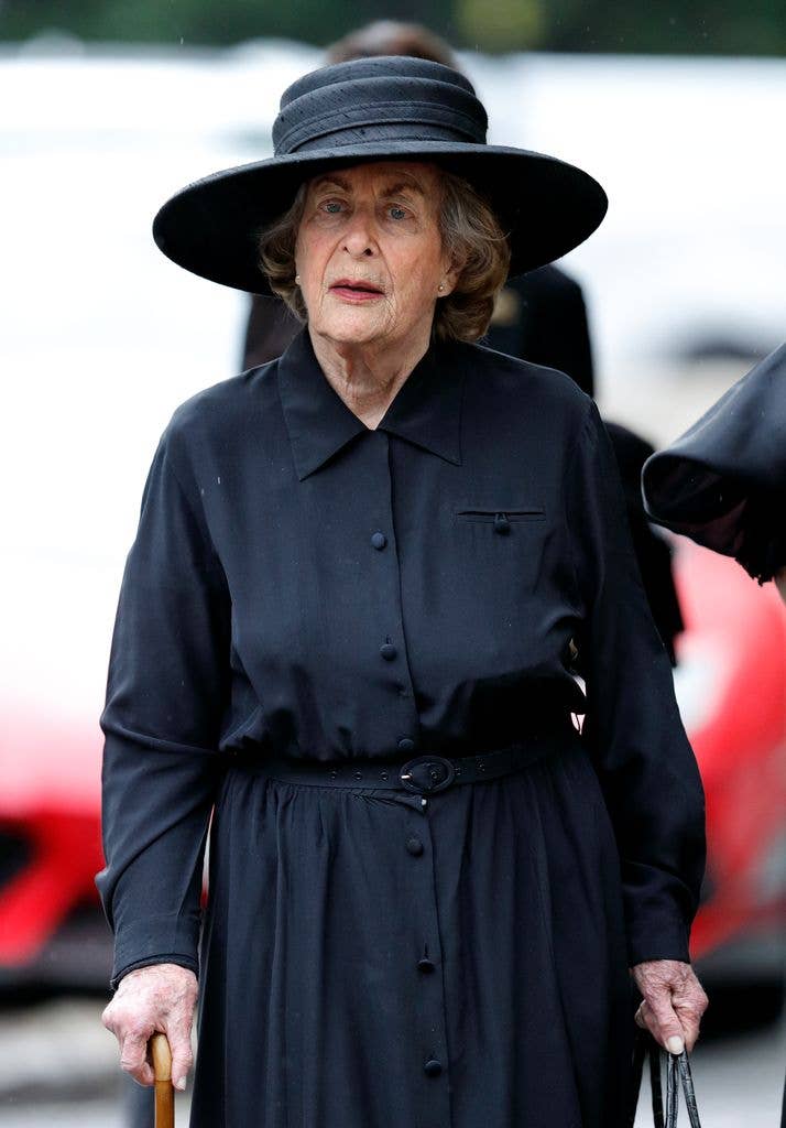  Lady Pamela Hicks attends the funeral of Patricia Knatchbull, Countess Mountbatten of Burma at St Paul's Church, Knightsbridge on June 27, 2017 in London, England