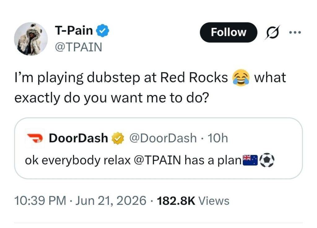 T-Pain Left Confused After DoorDash Repeatedly Tags Him in World Cup Posts