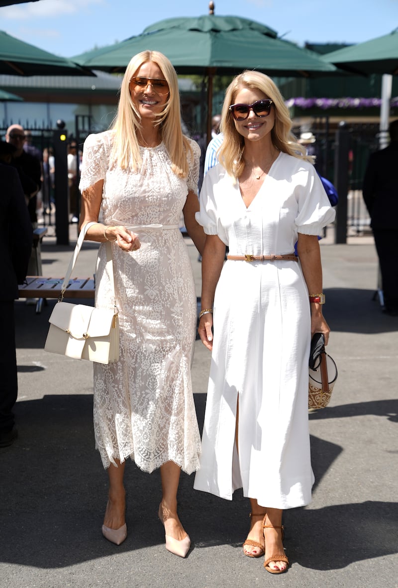 Tess Daly and Gayle Lawton on day one of Wimbledon