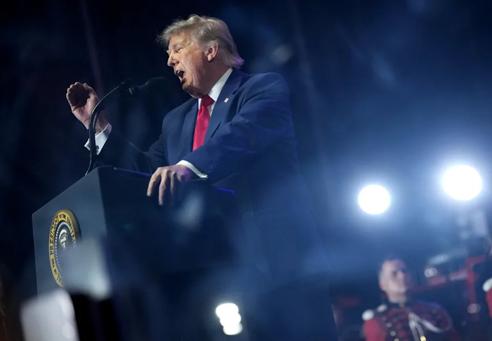 After several artists pulled out of performances at Freedom 2025’s ‘Great American State Fair,’ Trump stepped in for a rally-style speech (Getty Images)