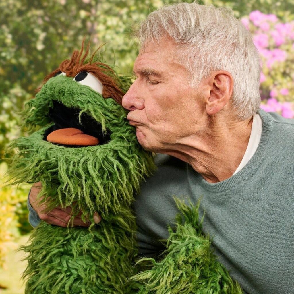 Oscar the Grouch with Harrison Ford and Jessica Williams