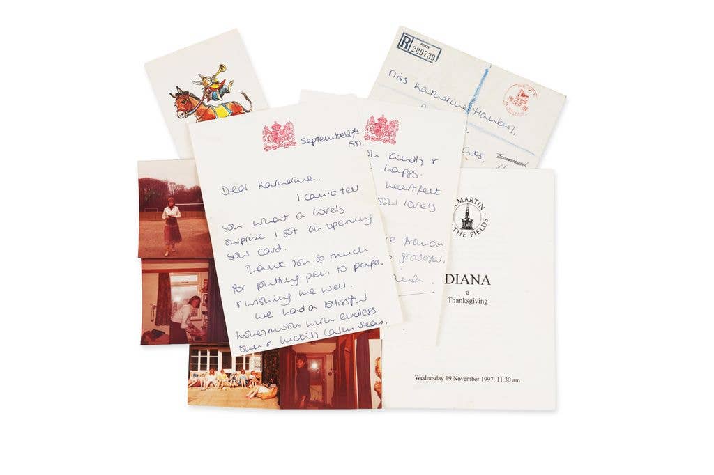 The collection also includes letters written by Diana, a birthday card signed by the late royal and an order of service for her thanksgiving service