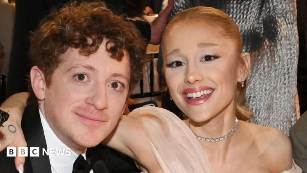 Ethan Slater and Ariana Grande at the 31st Screen Actors Guild Awards held at Shrine Auditorium and Expo Hall on February 23, 2025 in Los Angeles, California