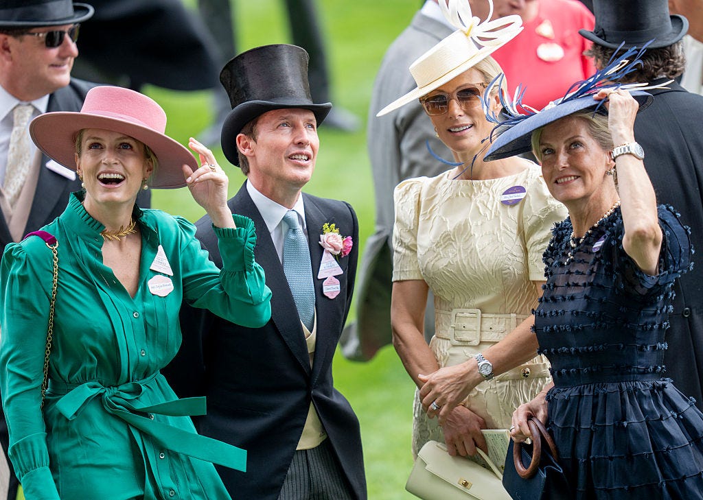 ascot, england june 18 james blunt and sofia blunt with zara tindall and sophie, duchess of edinburgh on day three of royal ascot 2026 at ascot racecourse on june 18, 2026 in ascot, england photo by mark cuthbertuk press via getty images