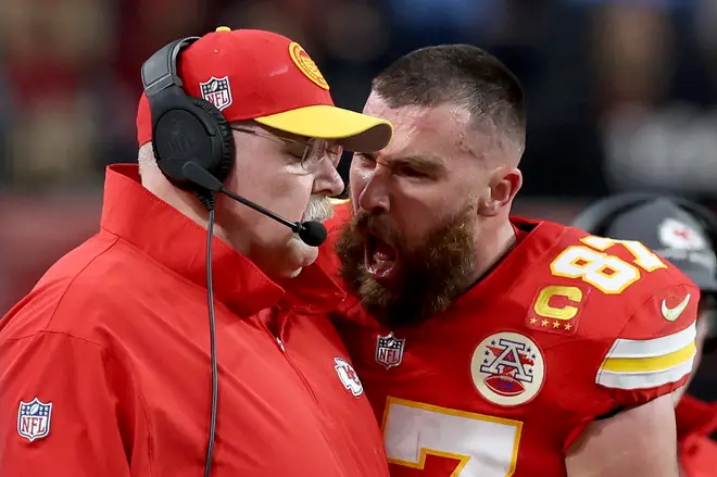 Kansas City Chiefs head coach Andy (pictured with Travis Kelce) also appeared to confirm he'll be attending after being asked about the wedding.