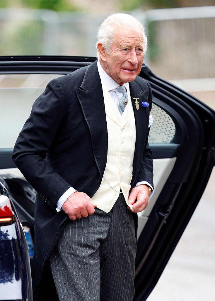 kemble, england june 06: (embargoed for publication in uk newspapers until 24 hours after create date and time) king charles iii attends the wedding of peter phillips and harriet sperling at all saints church on june 6, 2026 in kemble, england. peter phillips, son of princess anne, princess royal and eldest grandchild of queen elizabeth ii, will marry nhs nurse and writer harriet sperling during a ceremony at all saints church in kemble today. (photo by max mumby/indigo/getty images)