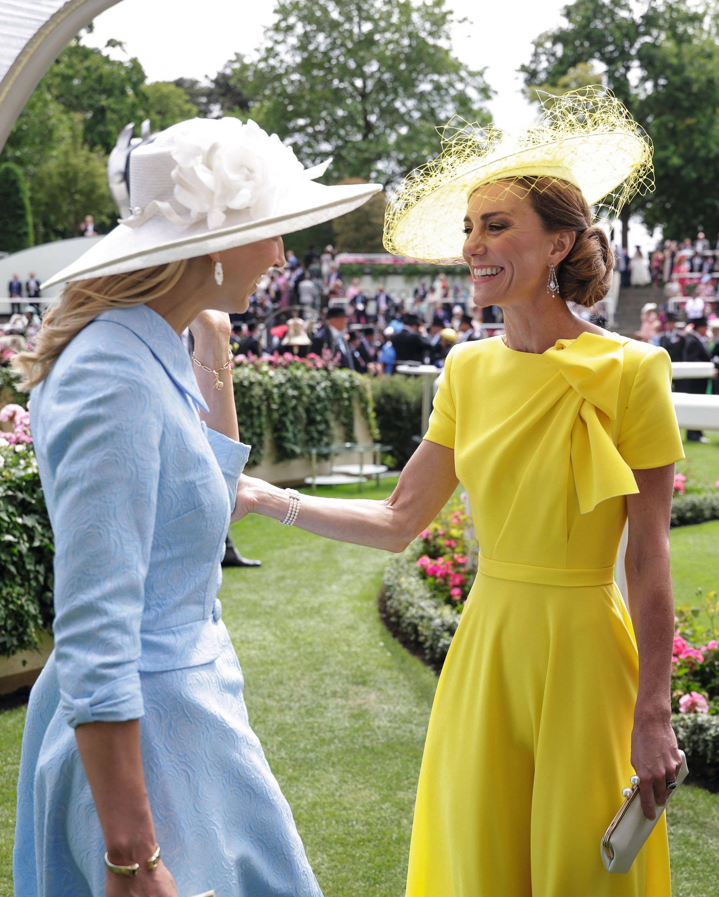 Kate greets Lady Gabriella Windsor