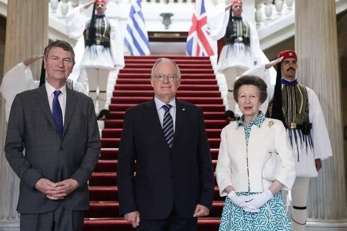 The couple meet the Greek president 