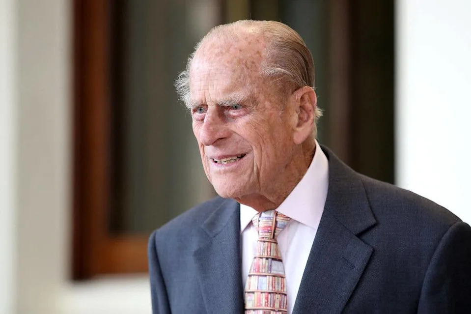 Prince Philip wearing a grey suit
