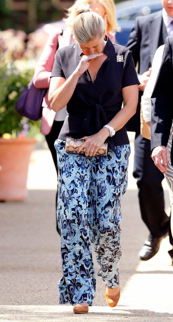 Sophie sneezes whilst touring the Royal Kitchen Garden at Hampton Court Palace 