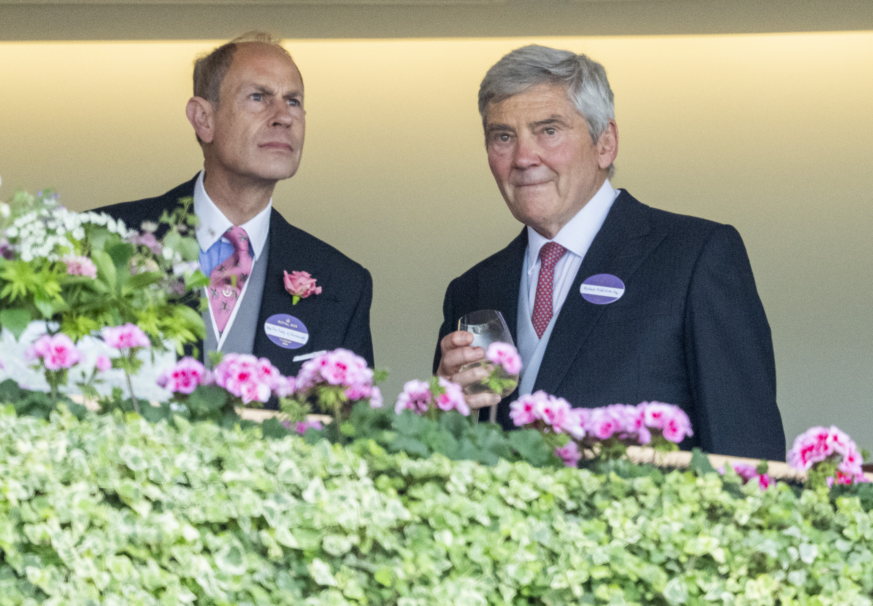 ASCOT, ENGLAND - JUNE 18: Prince Edward, Duke of Edinburgh and Michael Middleton on day three of Royal Ascot 2026 at Ascot Racecourse on June 18, 2026 in Ascot, England. (Photo by Mark Cuthbert/UK Press via Getty Images)