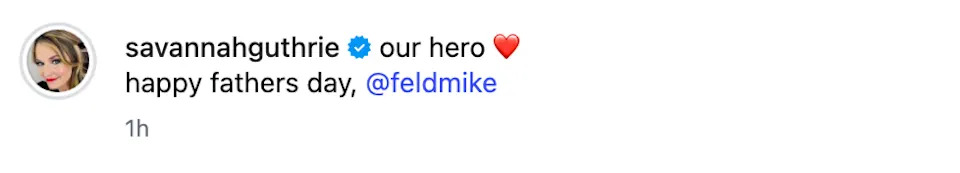 Savannah Guthrie paid tribute to her husband Michael Feldman with an emotional Father's Day message