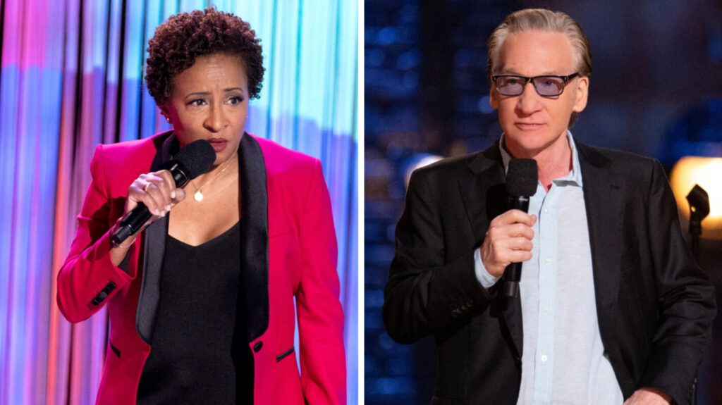Wanda Sykes Reveals Bill Maher Confronted Her in Parking Lot After Golden Globes Joke OUTSTANDING: A COMEDY REVOLUTION, Wanda Sykes, 2024. ph: Beth Dubber / © Netflix / Courtesy Everett Collection; BILL MAHER: #ADULTING, Bill Maher, (aired April 15, 2022). photo: Greg Endries / ©HBO / Courtesy: Everett Collection