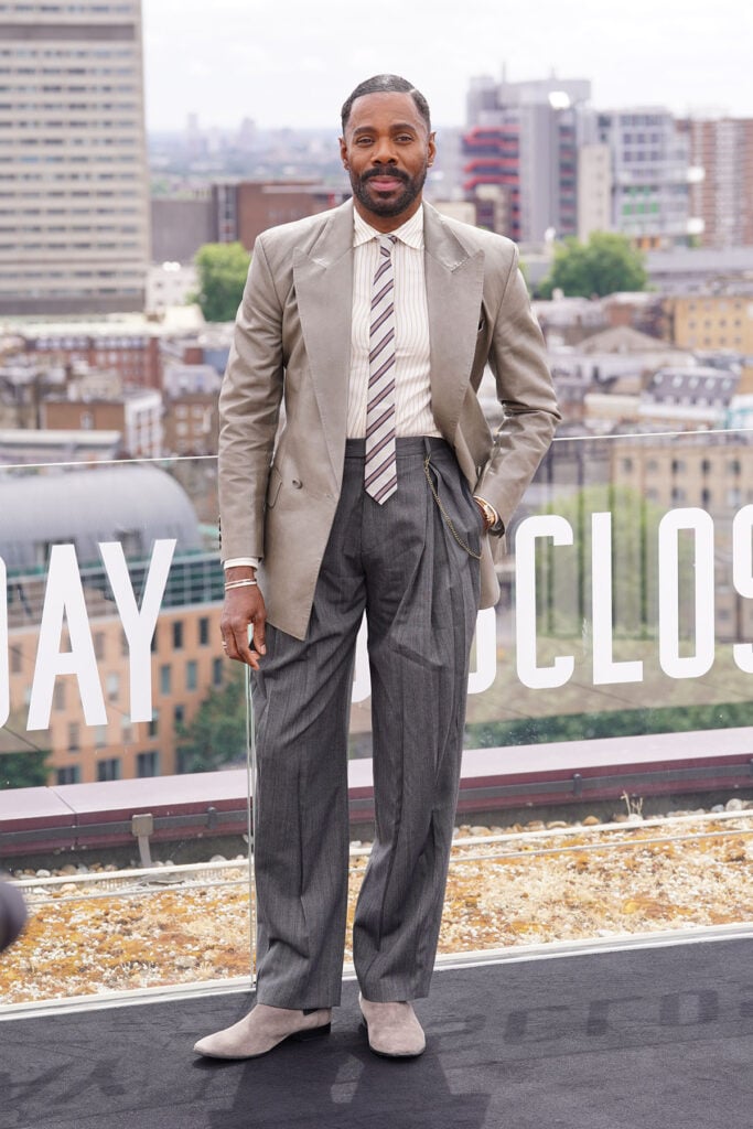 Colman Domingo wearing Valentino Fall 2026 at the Disclosure Day photocall in London.