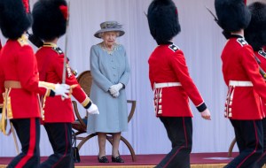WINDSOR, ENGLAND - JUNE 12: Queen Elizabeth II attends a military ceremony in the Quadrangle of Windsor Castle to mark her Official Birthday on June 12, 2020 at Windsor Castle on June 12, 2021 in Windsor, England. (Photo by UK Press Pool/UK Press via Getty Images)