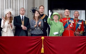 LONDON, UNITED KINGDOM - JUNE 16: (EMBARGOED FOR PUBLICATION IN UK NEWSPAPERS UNTIL 24 HOURS AFTER CREATE DATE AND TIME) Princess Beatrice, Prince Andrew, Duke of York, Princess Eugenie, Prince William, Queen Elizabeth II, Prince Philip, Duke of Edinburgh and Prince Charles, Prince of Wales watch a flypast from the balcony of Buckingham Palace during the annual Trooping the Colour Parade on June 16, 2007 in London, England. Trooping the Colour is an annual ceremony, believed to have first been performed during the reign of King Charles II. The parade marks the official birthday of the Sovereign, even though the Queen's actual birthday is on April 21st. (Photo by Max Mumby/Indigo/Getty Images)