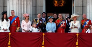 Prince William, Duke of Cambridge, Catherine, Duchess of Cambridge, Sophie, Countess of Wessex, Prince Edward, Earl of Wessex, Lady Louise Windsor, Tim Laurance, Princess Anne, the Princess Royal, Queen Elizabeth ll, Prince Harry, Prince Philip, Duke of Edinburgh, Prince Andrew, Duke of York, Princess Eugenie, Camilla, Duchess of Cornwall and Prince Charles, Prince of Wales stand on the balcony of Buckingham Palace following the Trooping The Colour Ceremony on June 11, 2011 in London, United Kingdom. (Photo by Anwar Hussein/WireImage)