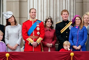 LONDON, UNITED KINGDOM - JUNE 16: (EMBARGOED FOR PUBLICATION IN UK NEWSPAPERS UNTIL 48 HOURS AFTER CREATE DATE AND TIME) (L-R) Catherine Duchess of Cambridge, Prince William, Princess Eugenie, Prince Harry and Princess Beatrice stand on the balcony of Buckingham Palace during the annual Trooping the Colour Ceremony at Buckingham Palace on June 16, 2012 in London, England. (Photo by Indigo/Getty Images)
