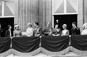 The Queen is joined on the balcony of Buckingham Palace following the Trooping of the Colour ceremony. A pistol was fired whilst the Queen was returning to the Palace. The Queen was joined by Princess Margaret, Lady Diana Spencer, Prince Charles, Prince Philip and Prince Andrew. June 15th 1981. (Photo by Staff/Mirrorpix/Getty Images)