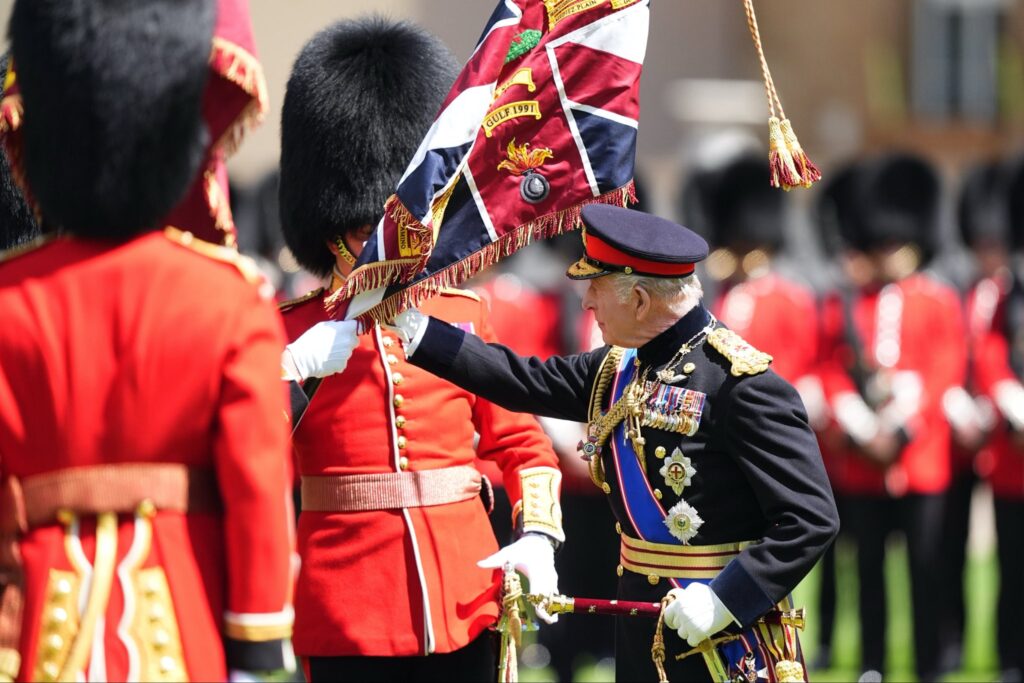 King Charles presents new colours to the Grenadier Guards