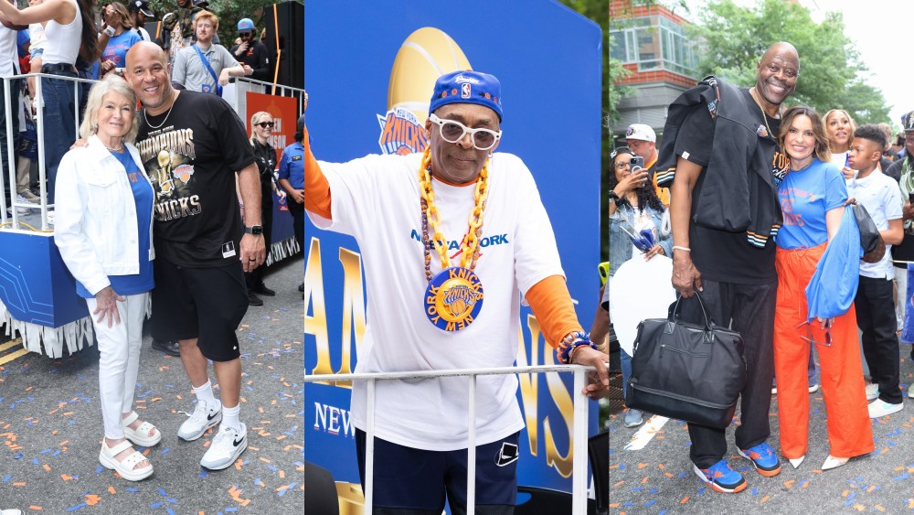 Celebrity Outfits and Shoes at the Knicks Championship Parade Martha Stewart and Rick Brunson; Spike Lee; and Patrick Ewing and Mariska Hargitay attend the Knicks championship parade on June 18, 2026.