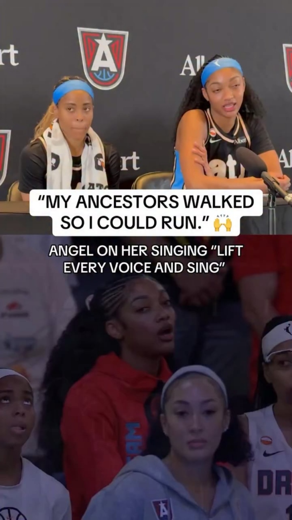 Angel Reese on singing along to the Black National Anthem: “My ancestors walked so I can run. And, I'll never forget that. Every day I wake up, I'm very grateful.”