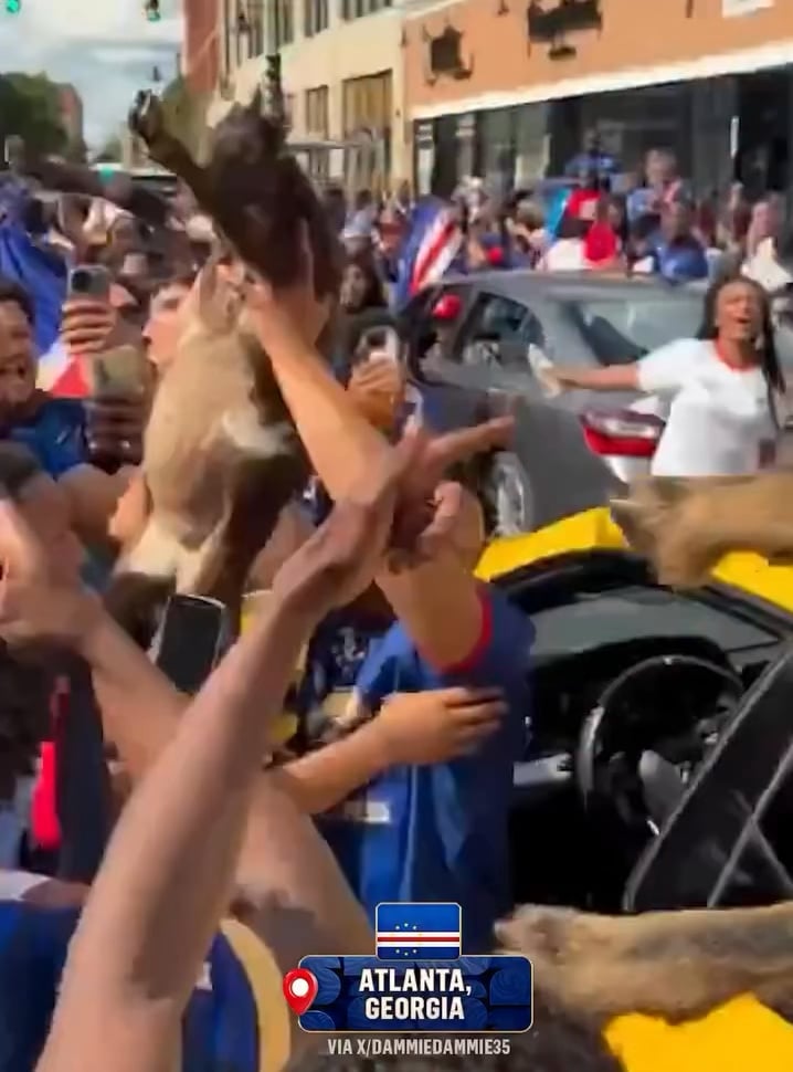 Cape Verde fans celebrate their 0-0 draw with Spain in the World Cup