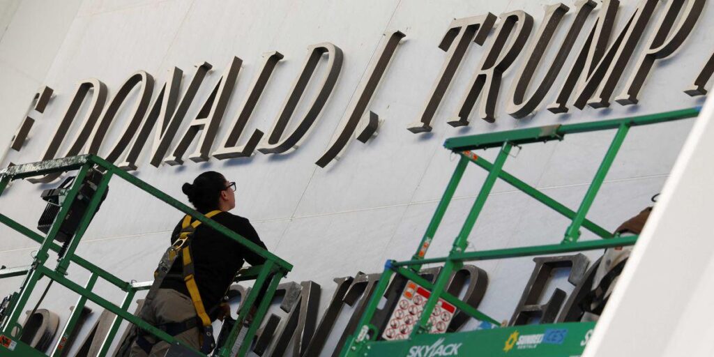 'Trying to hide': Kennedy Center refuses to take tarps off where Trump's name was removed