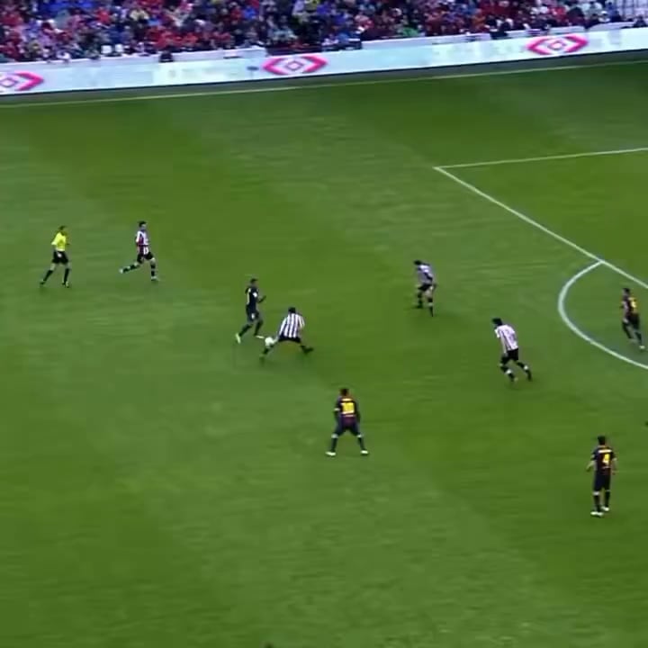 A clip of Argentinian Football superstar Lionel Messi and his footballing skills goes viral on social media after he made history , by becoming the first player in FIFA history to score goals in 7 consecutive World Cup matches.