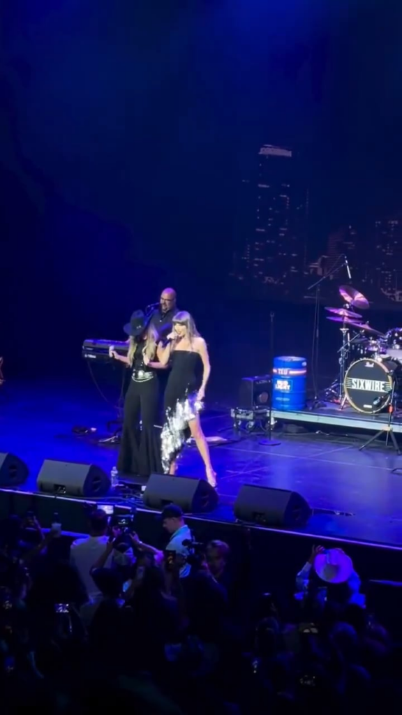 Taylor Swift delivers a surprise performance of ‘Love Story’ with Lainey Wilson at TEU.