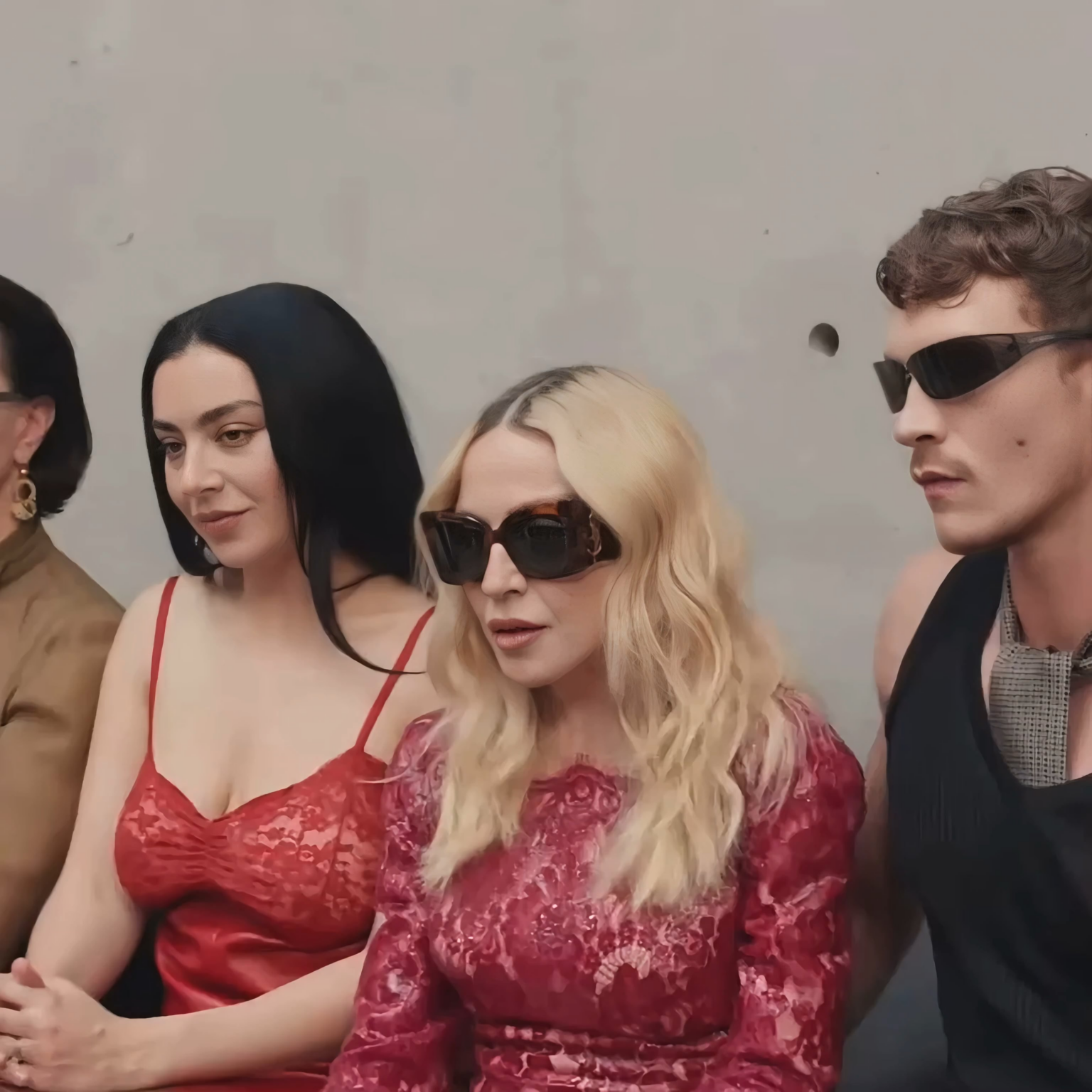 Madonna, Charli XCX, and Connor Storrie at the Saint Laurent Men’s Summer 27 Show